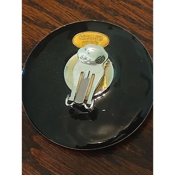 Vintage Richard Kerr Earrings multicolor Huge Stud Signed Crystal Disc Clip On - Picture 3 of 3